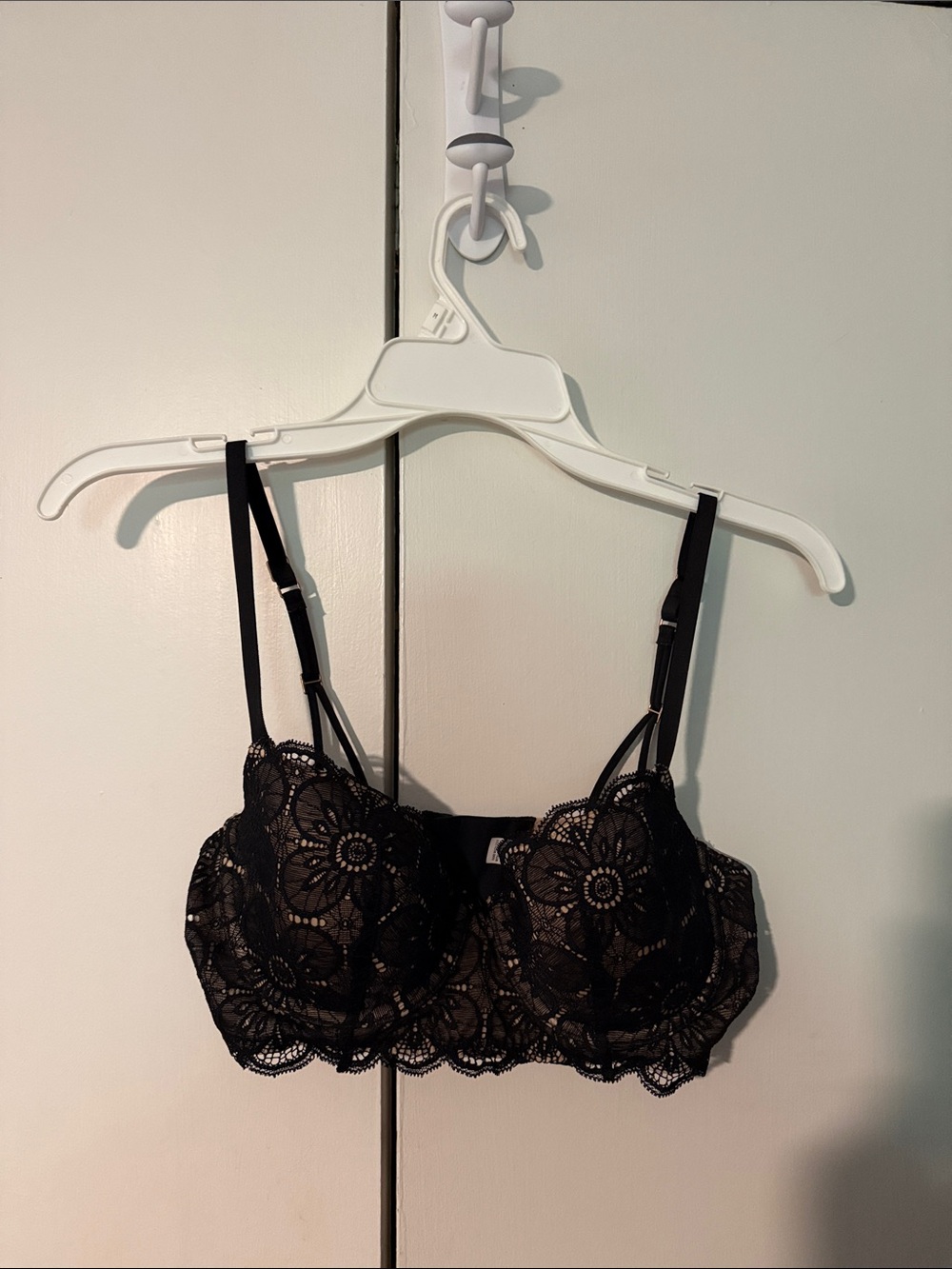 aerie Black Floral Lace Balconette Bra
